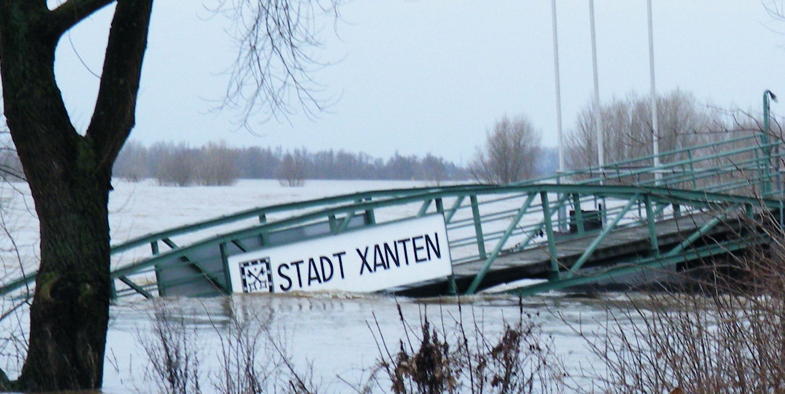Hochwasserlage Rhein bei Xanten